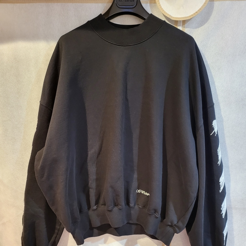 OFF-WHITE Scribble Diag Crewneck Boxy Sweatshirt - Picture 3 of 8